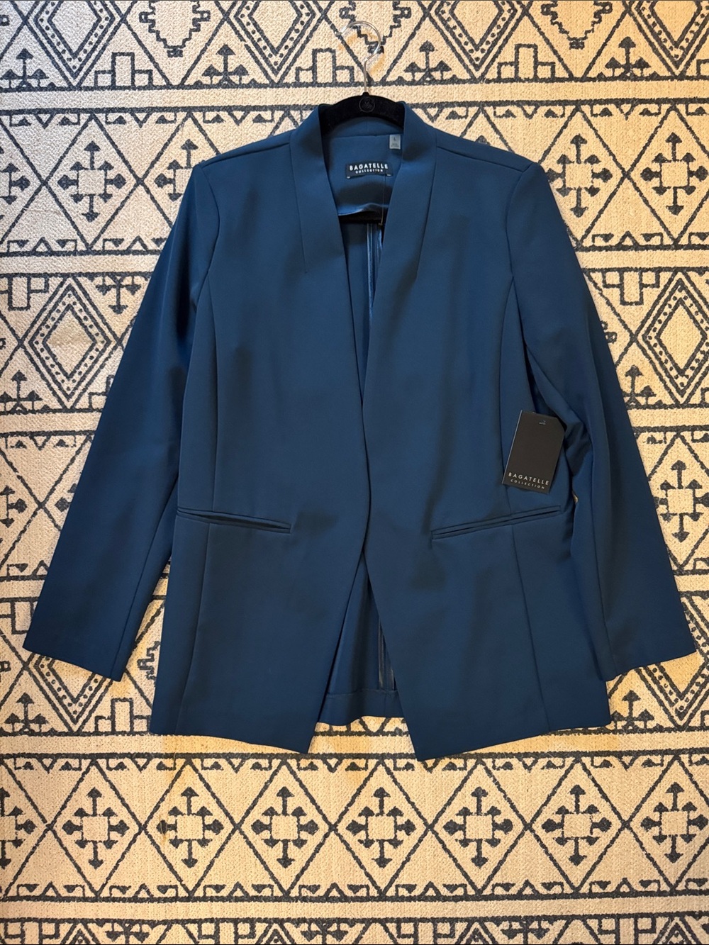 Bagatelle Navy Collarless Open-Front Blazer